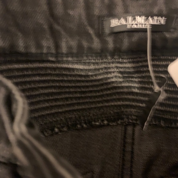 Balmain Distressed Grey Moto Jeans US2, 34 - Picture 2 of 5